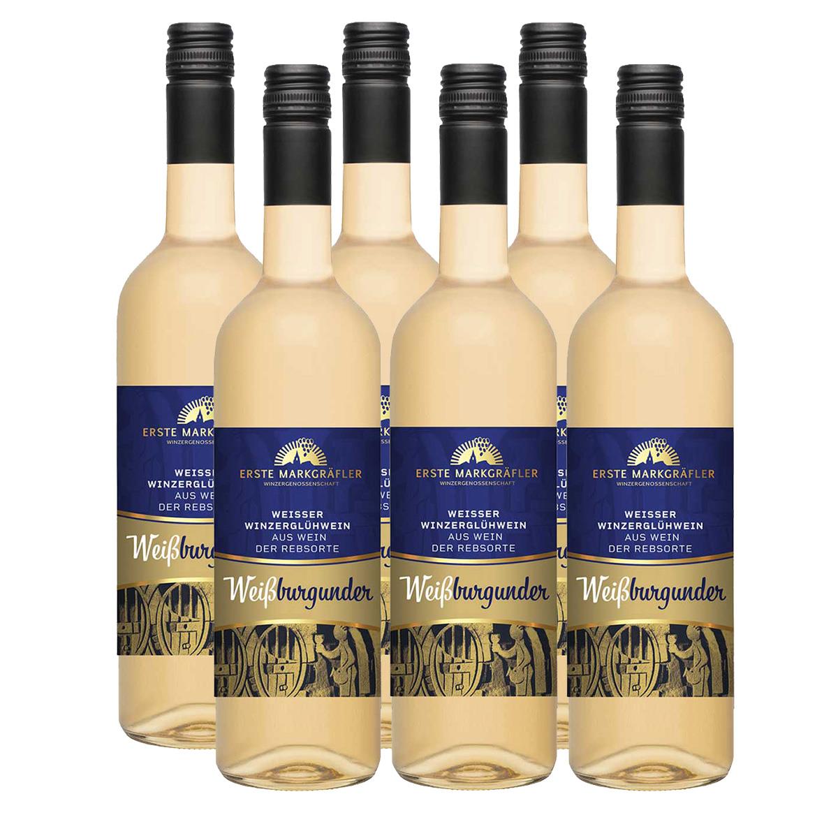 6 Flaschen Weißer Winzerglühwein - Weißburgunder Premium Glühwein, Baden, 0,75l