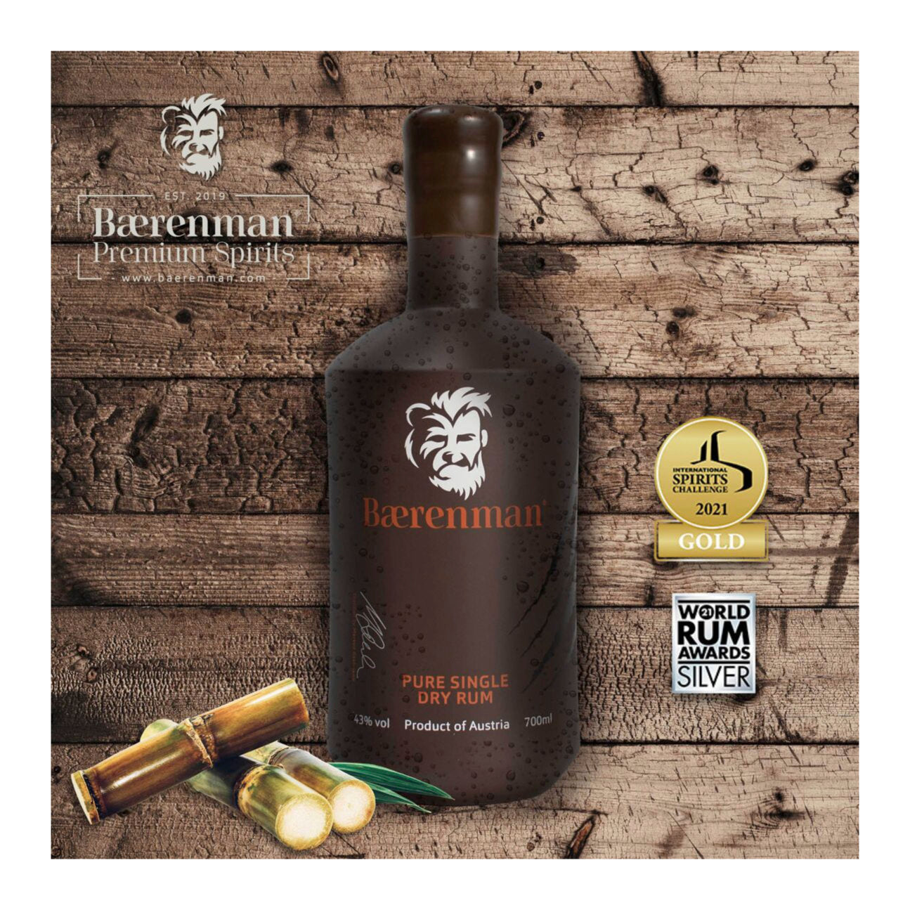 Bærenman Pure Single Dry Rum 43% vol. 0,7l