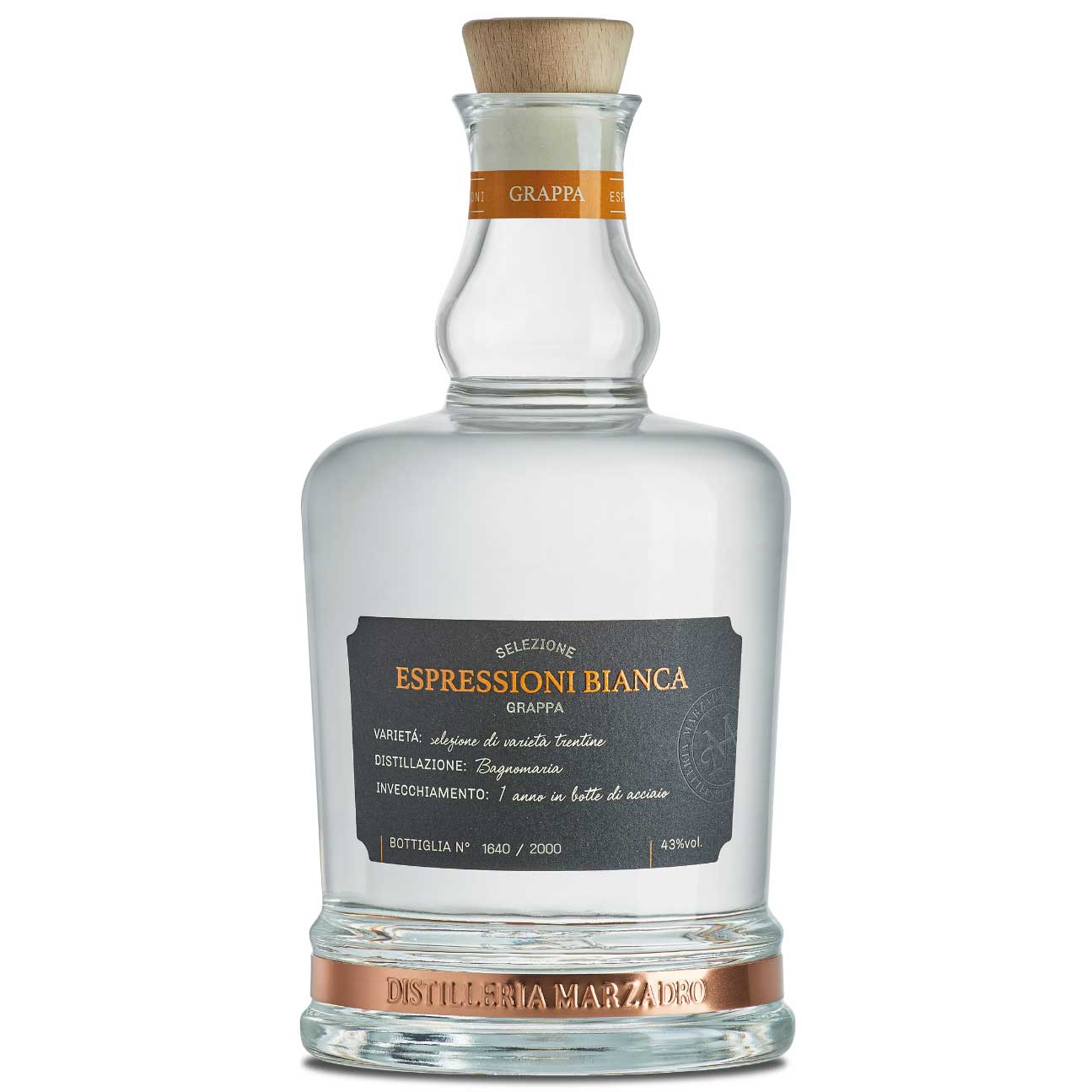 Marzadro Grappa Espressioni Bianca 43% vol. 0,7l