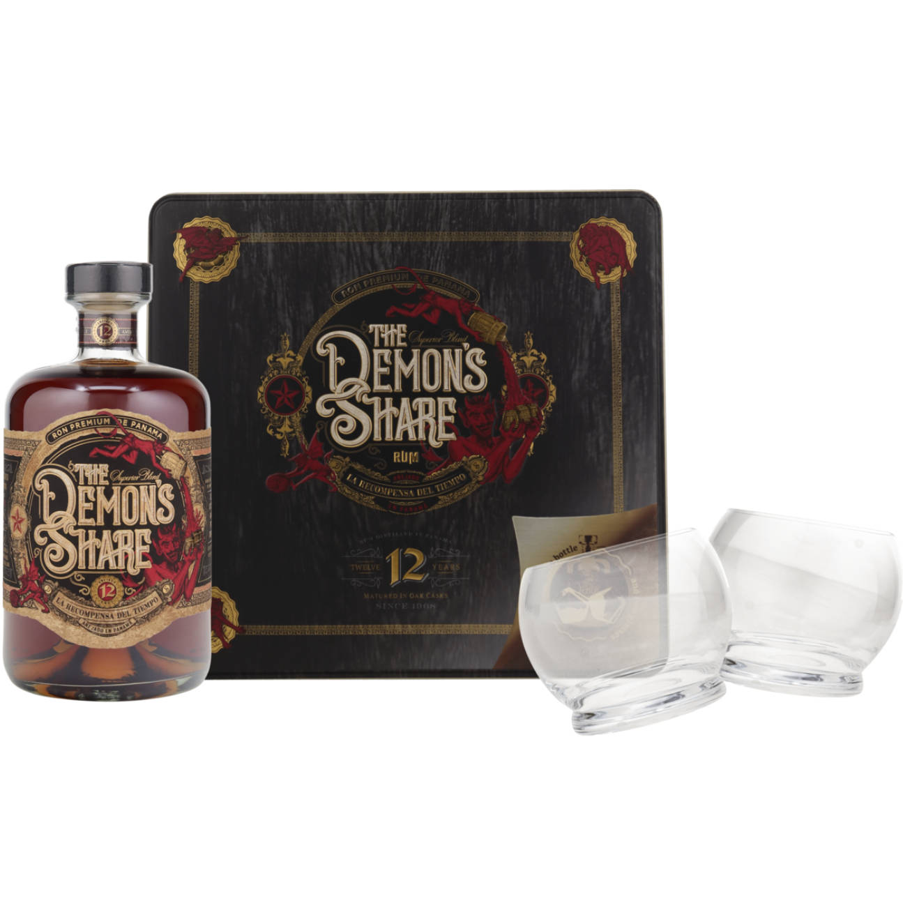 The Demon's Share Rum 12 Jahre gereift 41% vol. 0,7l in Geschenkbox mit 2 Tumblern