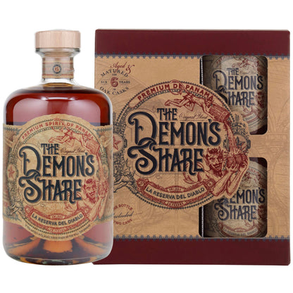 The Demon's Share 6 Jahre 40% vol. 0.7l als Geschenkpackung mit zwei Metallbechern
