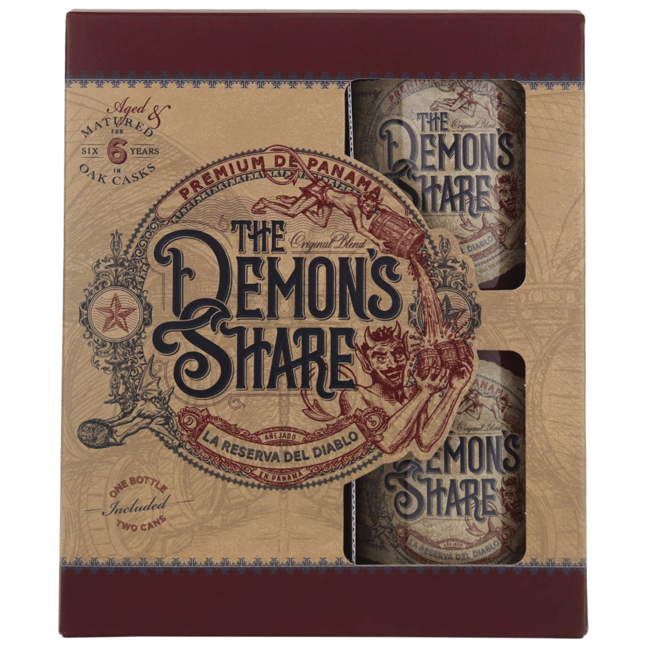 The Demon's Share 6 Jahre 40% vol. 0.7l als Geschenkpackung mit zwei Metallbechern